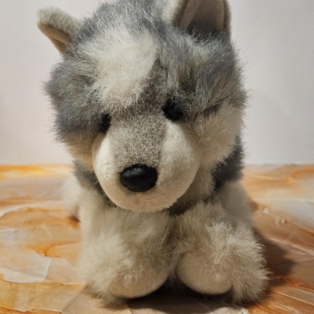 Douglas Cuddle Toys Husky Dog Plush 12" Gray White Stuffed Animal